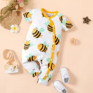 Naiaâ¢ Baby Girl Allover Bee/Ladybird Print Short-sleeve Jumpsuit