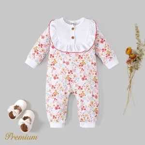 Baby Girl Allover Floral Print Long-sleeve Ruffled Jumpsuit #1050825