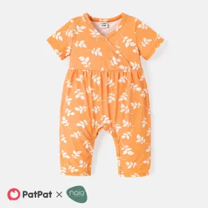 Baby Girl Allover Floral Print Surplice Neck Short-sleeve Naiaâ¢ Jumpsuit #217877