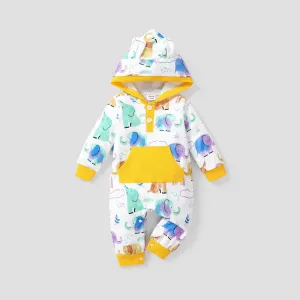 Baby Girl/Boy Animal Pattern Hooded Casual Jumpsuit #1170466