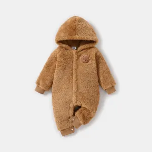 Baby Girl/Boy Bear Casual Long Sleeve Hooded Romper #1094956