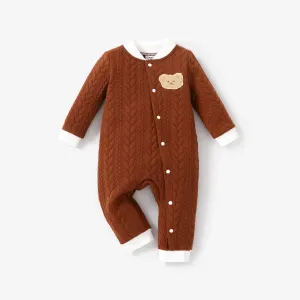 Baby Girl/Boy Bear Embroidered Knitted Jumpsuit #1052399