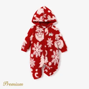 Baby Girl/Boy Christmas Fuzzy Hooded Jumpsuit #1170046