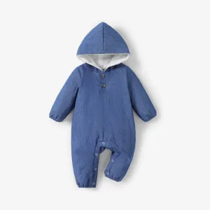 Baby Girl/Boy Fashionable Solid Denim Long Sleeve Jumpsuit #1165940