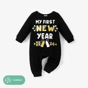 Baby Girl/Boy Gold New Year Style Casual Cotton Jumpsuit #1315402
