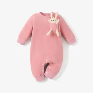 Baby Girl/Boy Hyper-Tactile 3D Rabbit Pattern Long Sleeve Jumpsuit