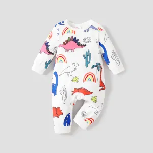 Baby Girl/Boy Rainbow Dinosaurs Pattern Long Sleeve Jumpsuit #1068694