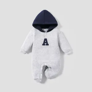 Baby Girl/Boy Stylish Sporty Letter Pattern Hooded Jumpsuit #1080449