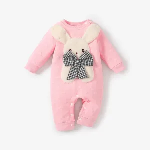 Baby Girl Cute Oversized Hyper-Tactile 3D Animal Pattern  Rabbit Long Sleeve  Jumpsuit #1067551