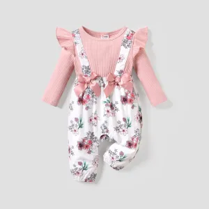 Baby Girl Floral Pattern Bow Design Jumpsuit #1062734
