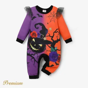 Baby Girl Halloween Cotton Jumpsuit with Ruffle Edge #1066283