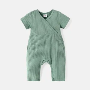 Baby Girl Solid Ribbed or Allover Rabbit Print Short-sleeve Naiaâ¢ Jumpsuit