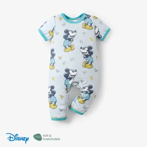 Disney Mickey and Friends 1pc Baby Girls/Boys Naiaâ¢ Character All-Over Print with Short Sleeve Jumpsuit