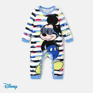 Disney Mickey and Friends Baby Girl Character & Dots Print Long-sleeve Jumpsuit