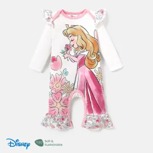 Disney Princess Baby Girl Character Print Long-sleeve Ruffled Jumpsuit
