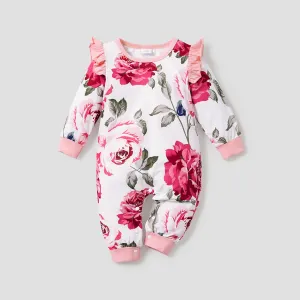 Floral Print Ruffled Long-sleeve Baby Jumpsuit #186683