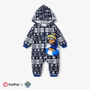 PAW Patrol Christmas Baby Girl/Boy Zip Up Snowflake Print Long-sleeve Hooded Jumpsuit #1074614