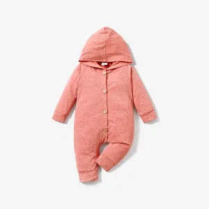 Solid Hooded Long-sleeve Baby Jumpsuit #187085