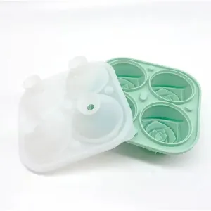 4 Giant Cute Flower Shape Ice 3D Rose Ice Molds with Large Ice Cube Trays #1038053