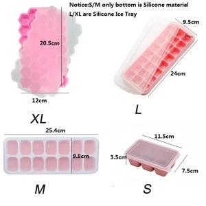 Silicone Ice Cube Trays Ice Cube Mold with Lids Reusable for Freezer Refrigerator