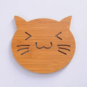 Wooden Table Mat For Dining Table Hollow Carving Cats Fish Owl Print Placemats Coasters Heat Resistant Pad Cup Bowl Place Mats #844770