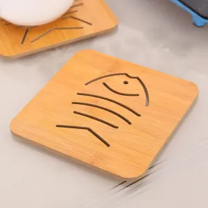 Wooden Table Mat For Dining Table Hollow Carving Cats Fish Owl Print Placemats Coasters Heat Resistant Pad Cup Bowl Place Mats #844771