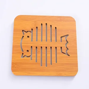 Wooden Table Mat For Dining Table Hollow Carving Cats Fish Owl Print Placemats Coasters Heat Resistant Pad Cup Bowl Place Mats #844772