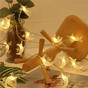 10 LED Star Moon String Lights Eid Mubarak Decorative Lights for Indoor Outdoor Decoration Ornaments #1315361