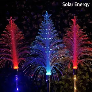 Outdoor Solar Powered Fiber Optic Christmas Tree Light