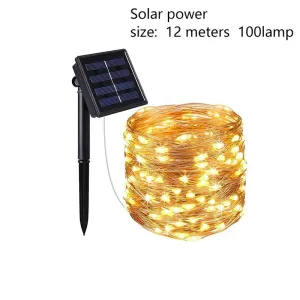 Solar-Powered LED Copper Wire Lights String, Outdoor Yard Decoration #1322355