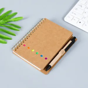 Spiral Notebook with Pen & Kraft Cover Simple Wirebound Journal Notepad Office School Supply Stationery #202642