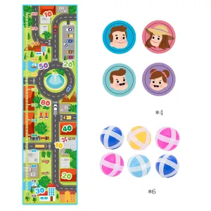 Kids Jump Mat and Growth Chart Ruler for Kids Dart Board Game & Touch High Mat with 6 Sticky Balls and 4 Character Sticker #807797