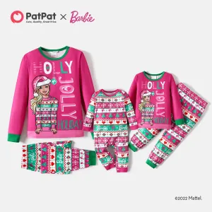 Barbie Christmas Mommy and Me Hot Pink Long-sleeve Graphic Print Pajamas Sets (Flame Resistant) #815922