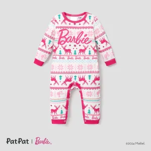 Barbie Christmas Mommy and Me Snowflake Deer Pattern Print Pajamas Sets (Flame Resistant) #1167213