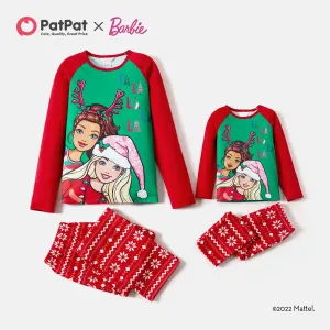 Barbie Mommy and Me Raglan-sleeve Christmas Print Polar Fleece Pajamas Sets (Flame Resistant) #816108