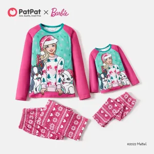 Barbie Mommy and Me Raglan-sleeve Christmas Print Polar Fleece Pajamas Sets (Flame Resistant) #816111