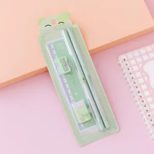 5-pack Pencil Stationery Set with Ruler Eraser Pencil Sharpener School Gift Stationery Set Student Stationery Supplies #199429