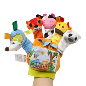 Baby Cartoon Animal Finger Puppet Cloth Book with Sound Paper Early Education Parent-Child Interactive Toys #207065