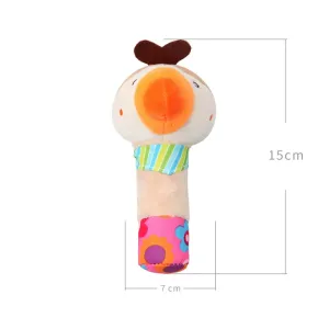 Baby Cartoon Animal Stuffed Hand Rattle with Sound Soft Plush Infant Developmental Hand Grip Toy Gift for Baby Girls Boys #196737