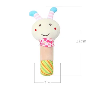 Baby Cartoon Animal Stuffed Hand Rattle with Sound Soft Plush Infant Developmental Hand Grip Toy Gift for Baby Girls Boys #196738
