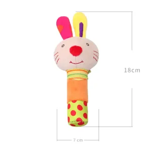 Baby Cartoon Animal Stuffed Hand Rattle with Sound Soft Plush Infant Developmental Hand Grip Toy Gift for Baby Girls Boys #196741