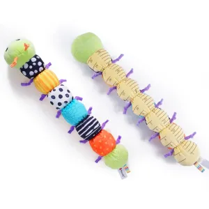 Musical Caterpillar Toy Multicolor Crinkle Rattle Soft Stuffed Cuddly Sensory Toy with Ruler Design