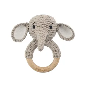 Natural Crochet Teether Toy Rattle for Handmade Animal Pattern on Natural Wooden Teething Ring Rattle Natural Baby Toys #1045578