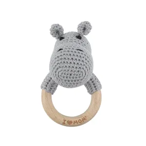 Natural Crochet Teether Toy Rattle for Handmade Animal Pattern on Natural Wooden Teething Ring Rattle Natural Baby Toys #1045579