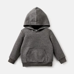 Toddler/Kid Boy Solid Color Textured Hoodie Sweatshirt #218025