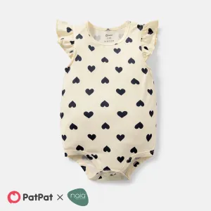 Baby Girl Naiaâ¢ Heart Print Flutter-sleeve Rompers