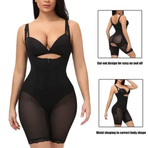Full Bodysuit Shapewear with Zipper and Hooks Suitable for Postpartum Recovery #1064893