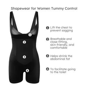 Shapewear for Women Tummy Control Bodysuit Sculpting Thong Open Bust Body Shaper #892159