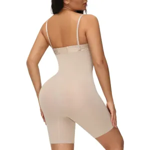 Women Tummy Control Shapewear Seamless Bodysuit Butt Lifter Full Body Shaper Bodysuit Open Bust Mid Thigh Body Shaper Shorts #196880