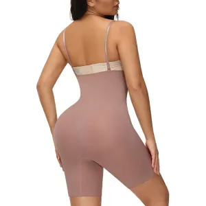 Women Tummy Control Shapewear Seamless Bodysuit Butt Lifter Full Body Shaper Bodysuit Open Bust Mid Thigh Body Shaper Shorts #196893